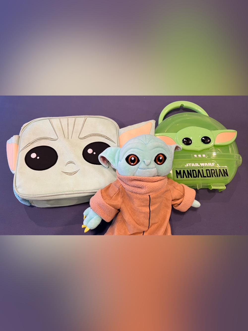3 pieces Star Wars The Child (Grogu) Plush Toy, lunch box & Accessories - Green